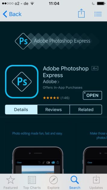 App zum Pickel retuschieren Photoshop Express